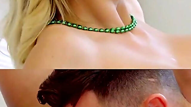 Busty Beauty in Green Kenzie Taylor gets a Lucky Irish Pearl Necklace