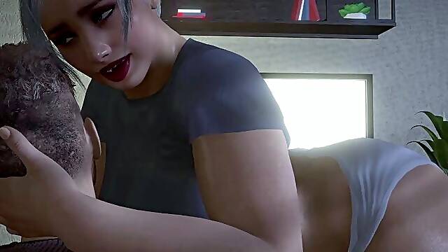 Chubby BBW StepMom Teaches Stepson How to Licking Pussy 3D