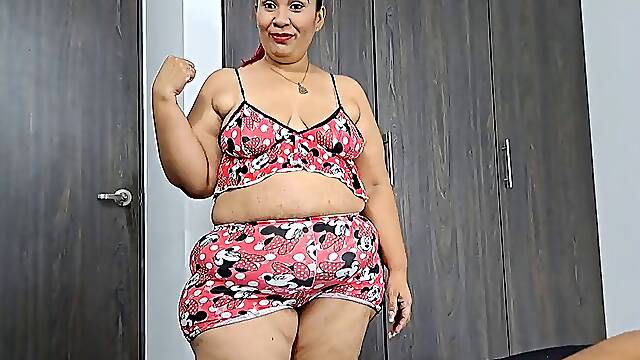 My stepmom finds me masturbating, how horny she gets when she sees my cock