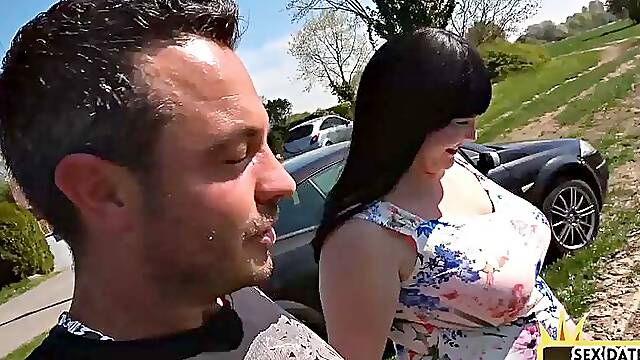 Public BBW babe pounded outdoors