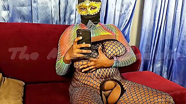 Curvy Goddess in Fishnet Bodysuit Jerks Him Off before taking his HARD COCK in her FAT JUICY PUSSY!!