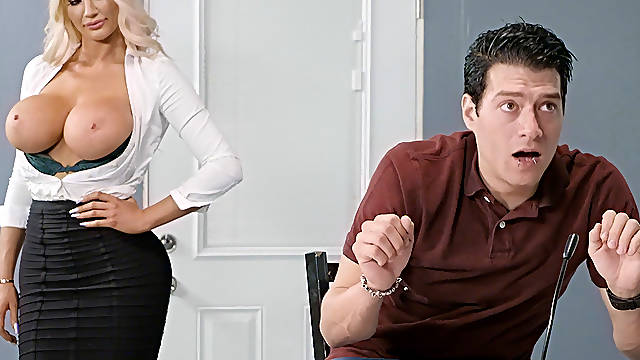 Fascinating blonde nympho jumps on Xanders massive boner