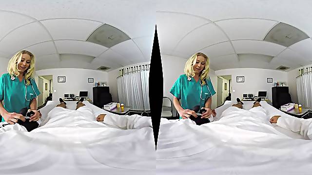 Katie Morgan is a naughty nurse enjoying a fat love rod