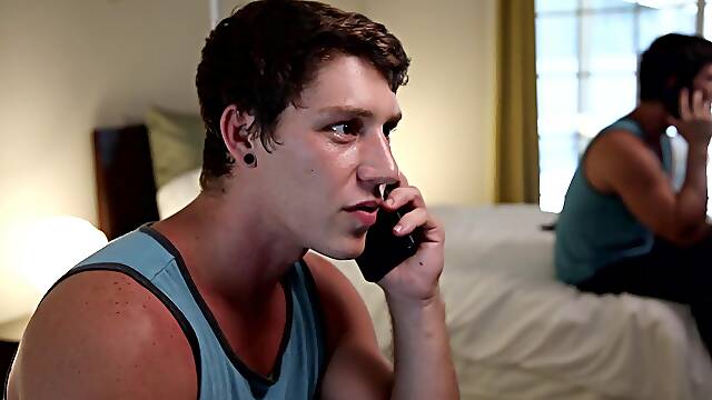 Before getting fucked gay Calvin Chambers sucked fat friend's penis