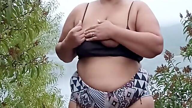 Flashing my large melons to boyz fishing on the lake! Pov during the time that hubby films