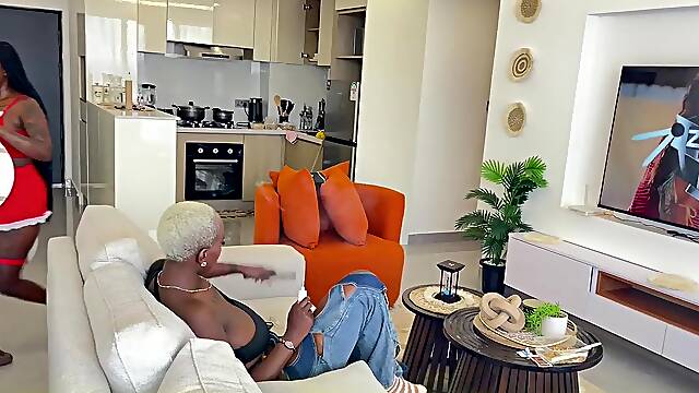 Lascivious HouseMaid Caught MASTURBATING With Her Lover on a Episode Call!..this babe got Tired??