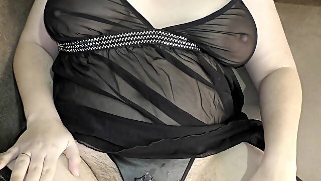 Cuckold hubby found his cheating with a creampied cunny and starts to jerk off until he gives her a thick cumshot! - Milky