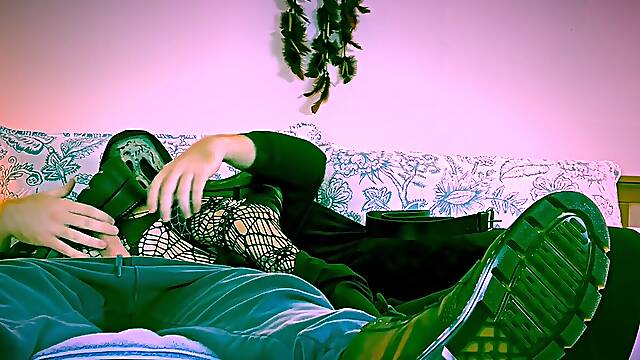 Halloween Fishnet Footjob Solejob With Spankmyfeet