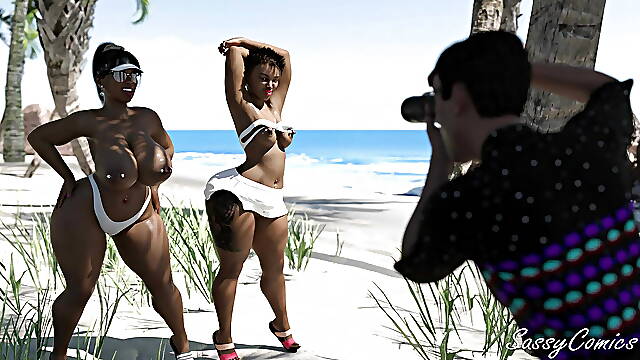 Nerd Photographer Anal threesome with two hot ebony college sluts