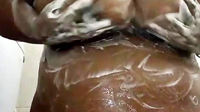 Desi mom bathing