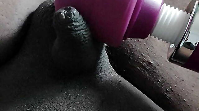 Using vibrator on limp cock