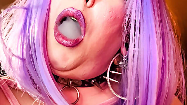 All In Pink! BBW Tina Snua Enjoys A Cigarette With You - Smoking Smoker Goth Gothic Emo