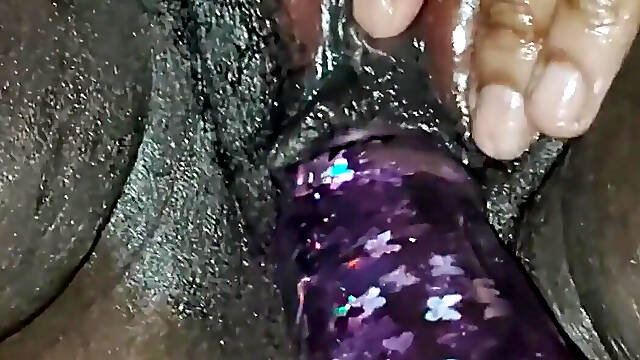 Stroking Her Pussy with the Dildo!