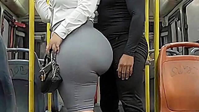 "Masked Secretary BBW Gets Ass Pressed on Crowded Public Bus"