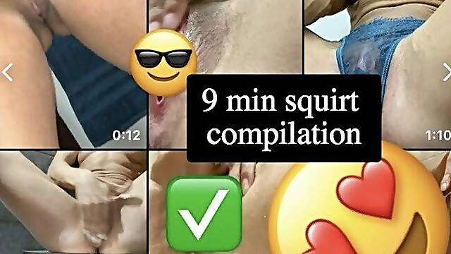 BEST OF SQUIRTING Compilation - 9 Min Big Clit, Squirting, Wet & Messy, Tight Pussy & Big Clit - Female Bodybuilder Shredded Fetish - Public Pussy Play