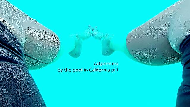 Stare at my feet as i dangle them and play in the pool at my Cali hotel, size 9 milf feet, part 1