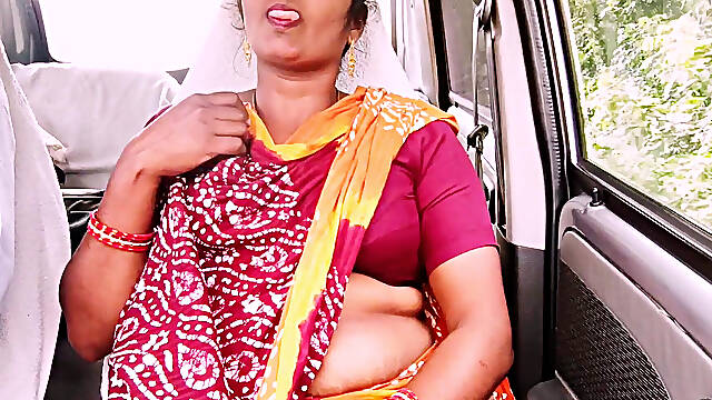 Telugu Step Mom Car Sex Long Drive for Sex with Step Son, Telugu Dirty Talks.