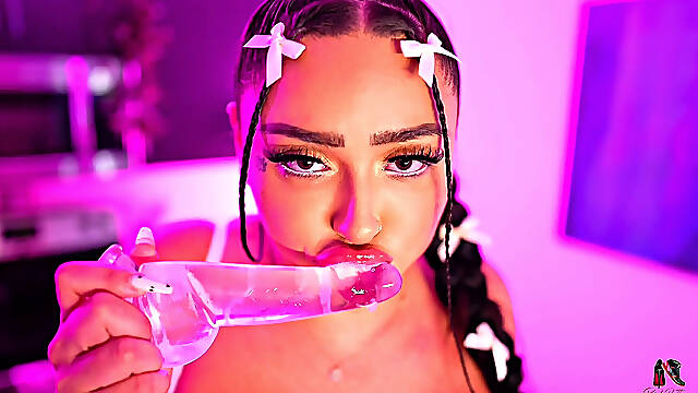 Glass Dildo Solo Play with Zoey Foxx