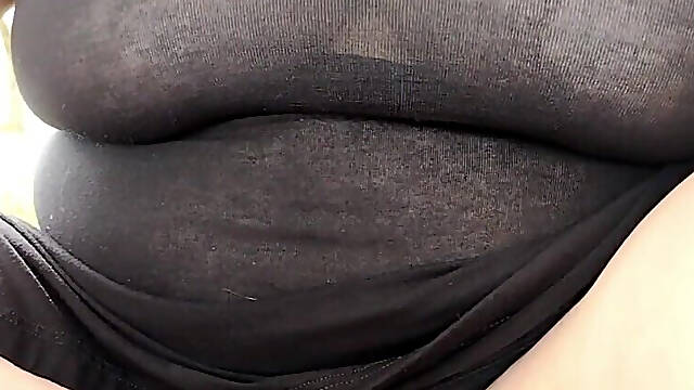 Stepmom in Transparent Dress Without Panties in Public